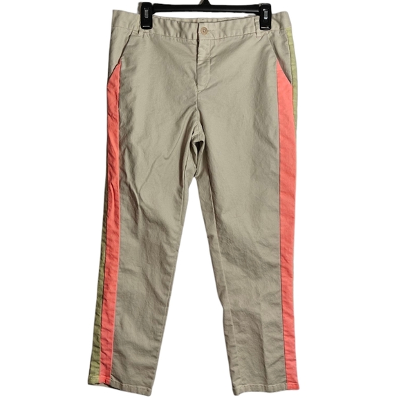 CARTONNIER Anthropologie Neon Tuxedo Stripe Charlie Ankle Pants Size 12 - Picture 1 of 14